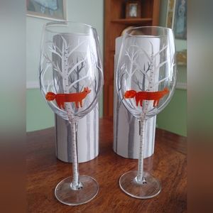 Two Hand Painted Wine Glasses